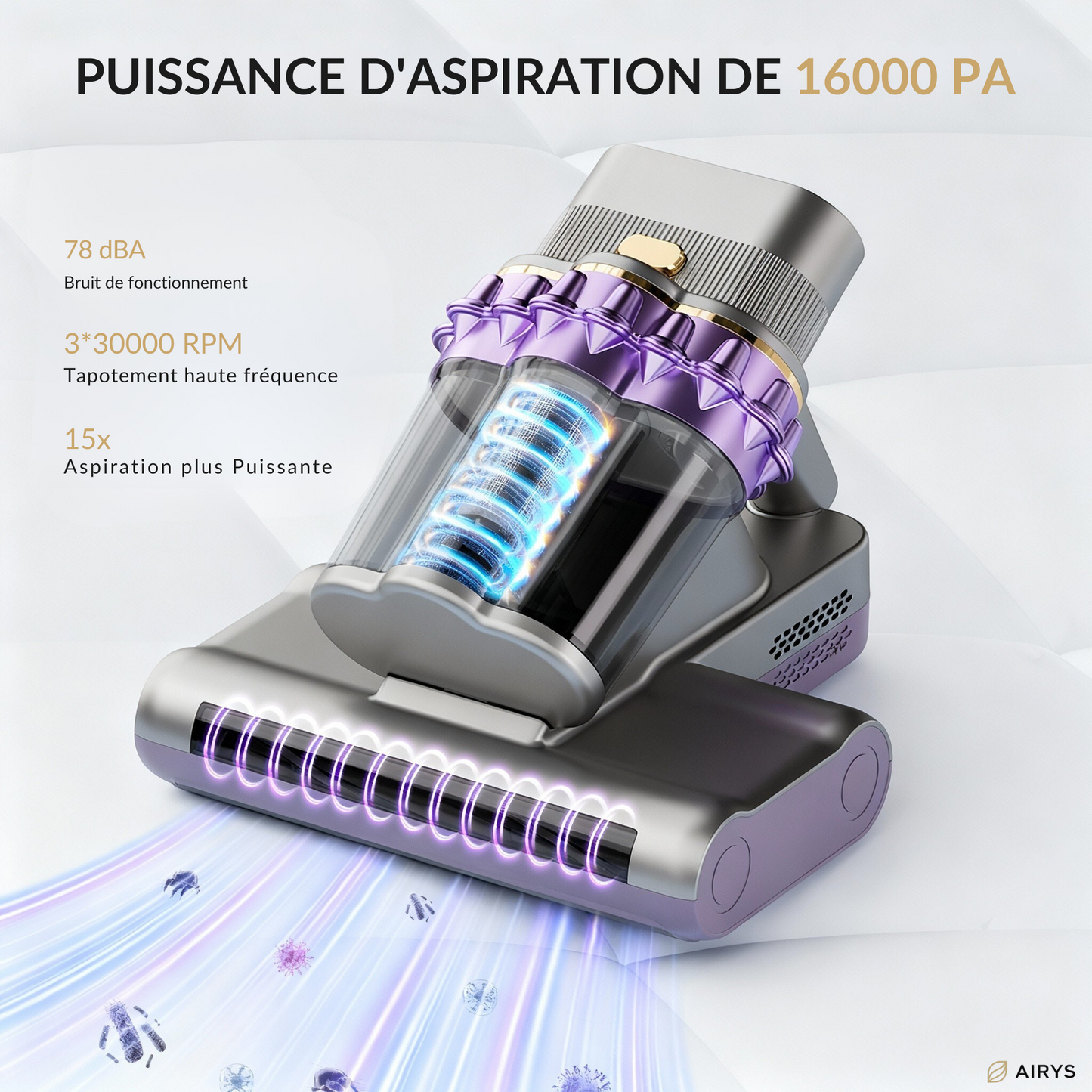 Stérilisateur Anti-Acariens avec Aspiration et UV | Airys